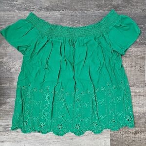 Old Navy Emerald Green Off-Shoulder Blouse